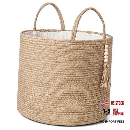 Woven Storage Basket Decorative Natural Rope Basket 16″ W × 13.8″L Brown