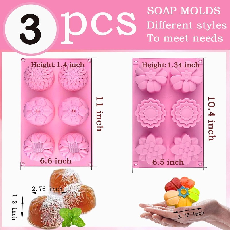 3 Pack Silicone Soap Molds,Flowers Mold for 3pcs-Flowers Molds gallery