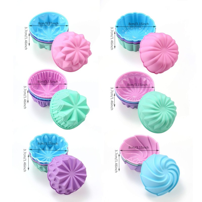 Silicone Cupcake Baking Cups, Food Grade Non-Stick Muffin Liners, Reusable 3 ... gallery
