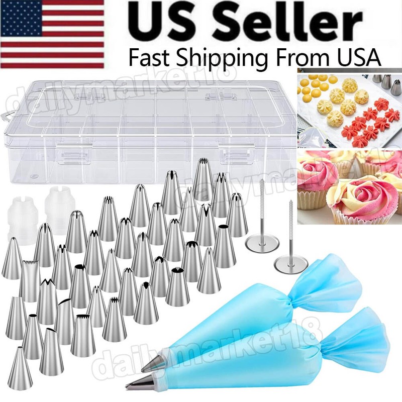 42Pcs Cake Decorating Kit Baking Frosting Icing Nozzle Tips Piping Bags Reusable