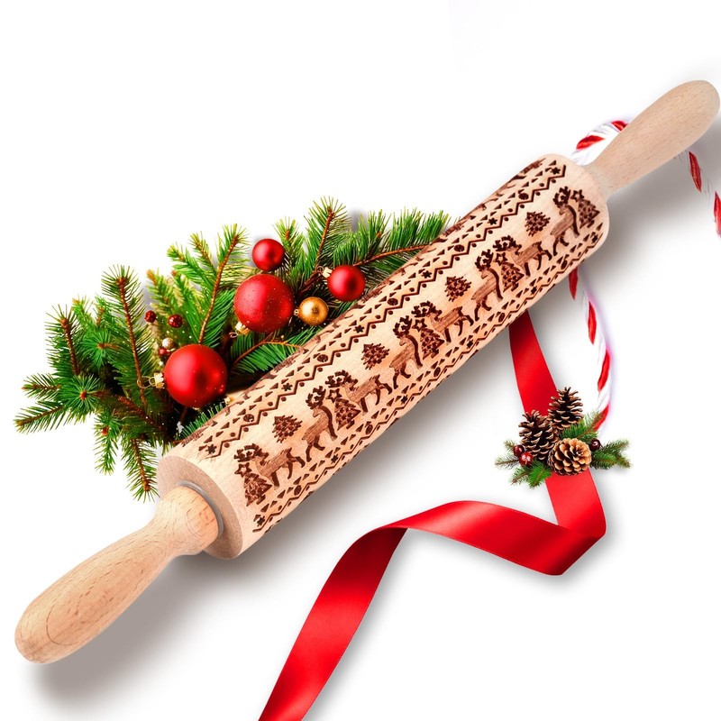 Stocking Stuffers Gifts for Women, Wooden Embossed Rolling 15.35INCH, Wood