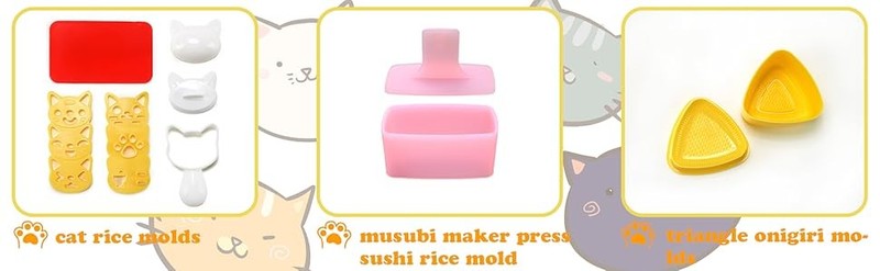 Cute Cat Rice Ball Molds 6 Sets Sushi Molds Bento Box Accessories Kits with 1PC gallery