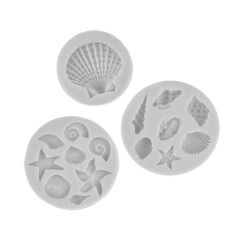 Seashells Conchs Starfishes Baking Molds Marine Theme Cake Fondant Silicone Mold gallery