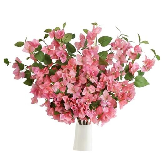 12pcs Silk Bougainvillea Artificial Flowers 31.5″ Fake Bougainvillea Light Pink