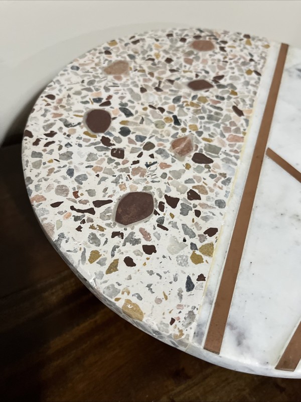 THIRSTYSTONE Pink Terrazzo White Marble Cake Stand NM796-MCY Copper Display gallery