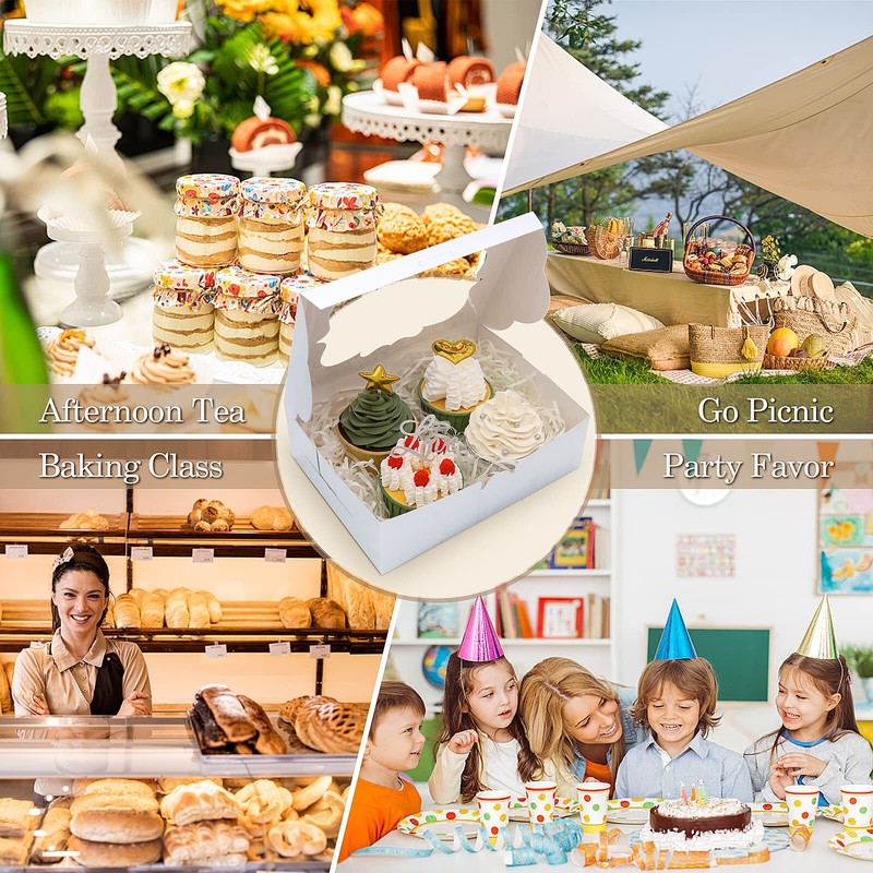 65 PCS Silver 8x6x2.5 Inch Cookie Boxes with Window 5 Style Windows Bakery gallery