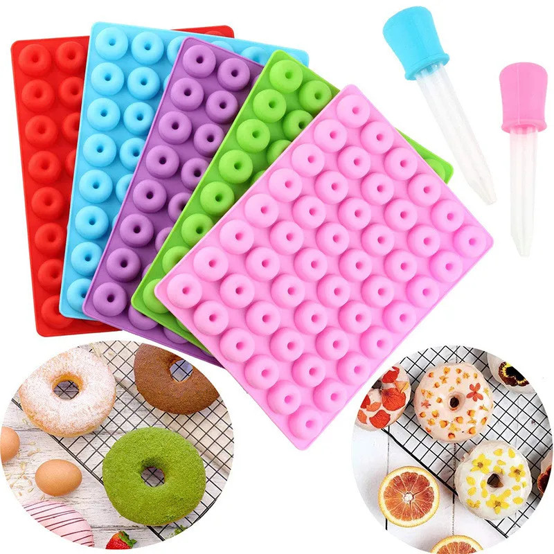 48 Cavity Small Donuts Chocolate Silicone Mold Small Biscuit Fondant Candy Mold gallery