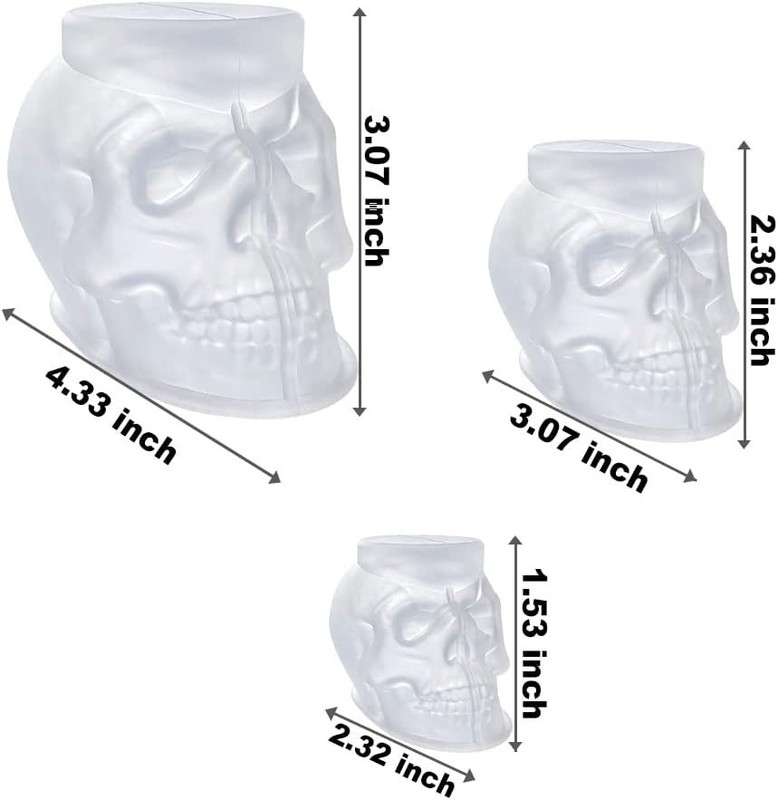Crystal Clear Silicone Skull Molds Set – Perfect for Resin and Clay Crafting gallery