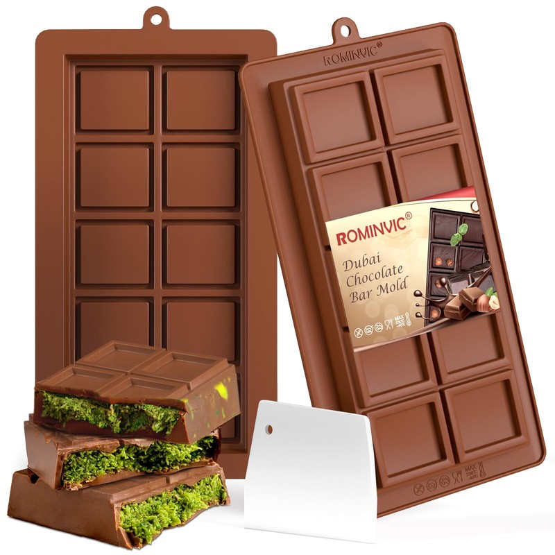Dubai Chocolate Mold 2 Pack0.79 Inch Deep Large and Thick Silicone Chocolate …