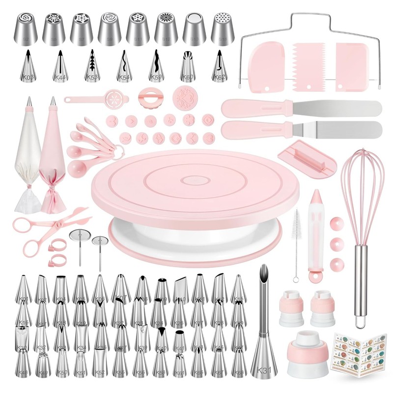 Kootek 158PCs Cake Decorating Kit, Baking Supplies Tools – Includes Cake Stand T