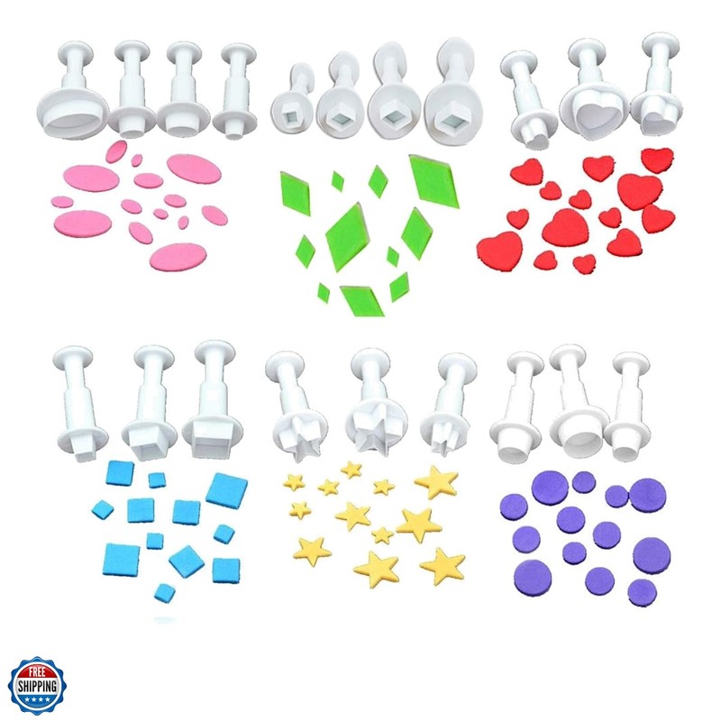 Cookie Cutters,Plunger Cutter Cake Decorating Supplies Fondant Molds,20 Pcs,H…