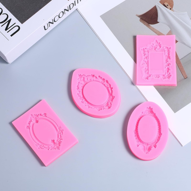 4 Pcs Photo Frame Silicone Molds, Baroque Style Air Dry Clay Molds, Mini Craf... gallery