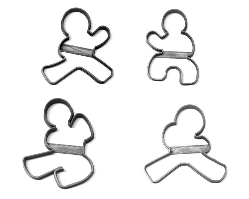 NINJA GINGERBREAD MEN OUTLINES FOUR POSES CHRISTMAS SET OF 4 PR1392