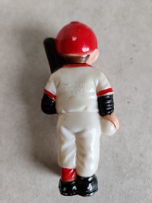 Vintage Unbranded Cake Topper 3 3/4" Plastic BASEBALL PLAYER Hong Kong 1960's gallery