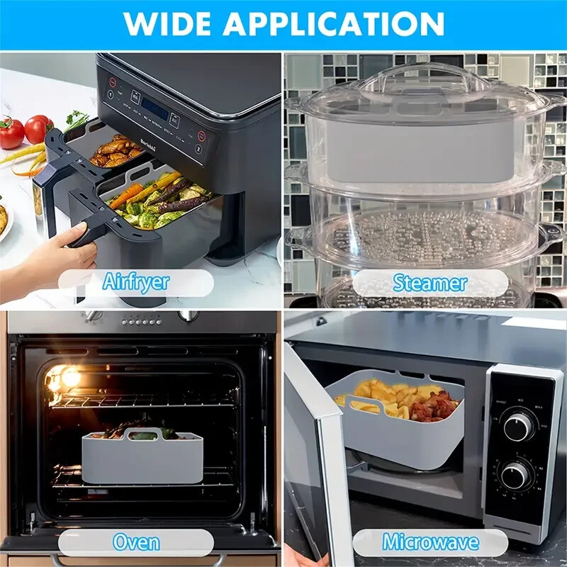20cm X 12cm Silicone Air Fryer Liner Replacement Baking Tray Basket , Non-stick gallery