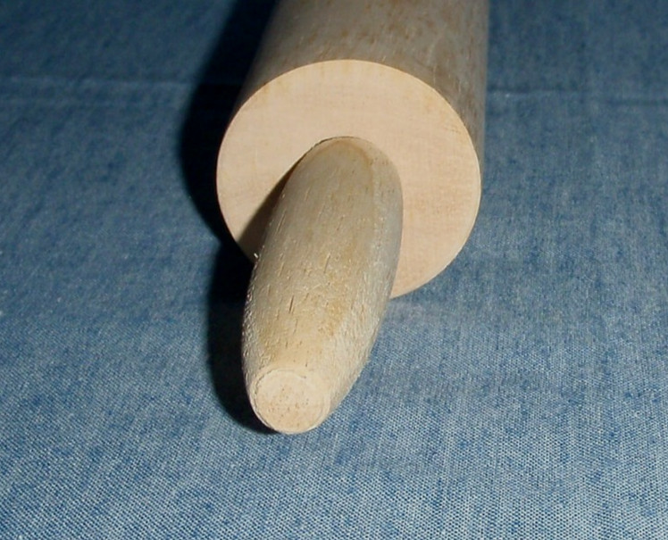 Wood Rolling Pin 17" w/Handles Slender-10x2 Barrel/Roller Hangable Baking Pastry gallery