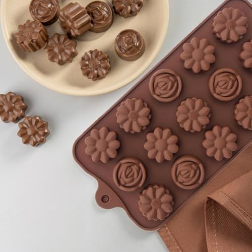 JOERSH 4PCS Silicone Chocolate Flower Molds for Candy, Fat Bombs Snacks, Truffle gallery