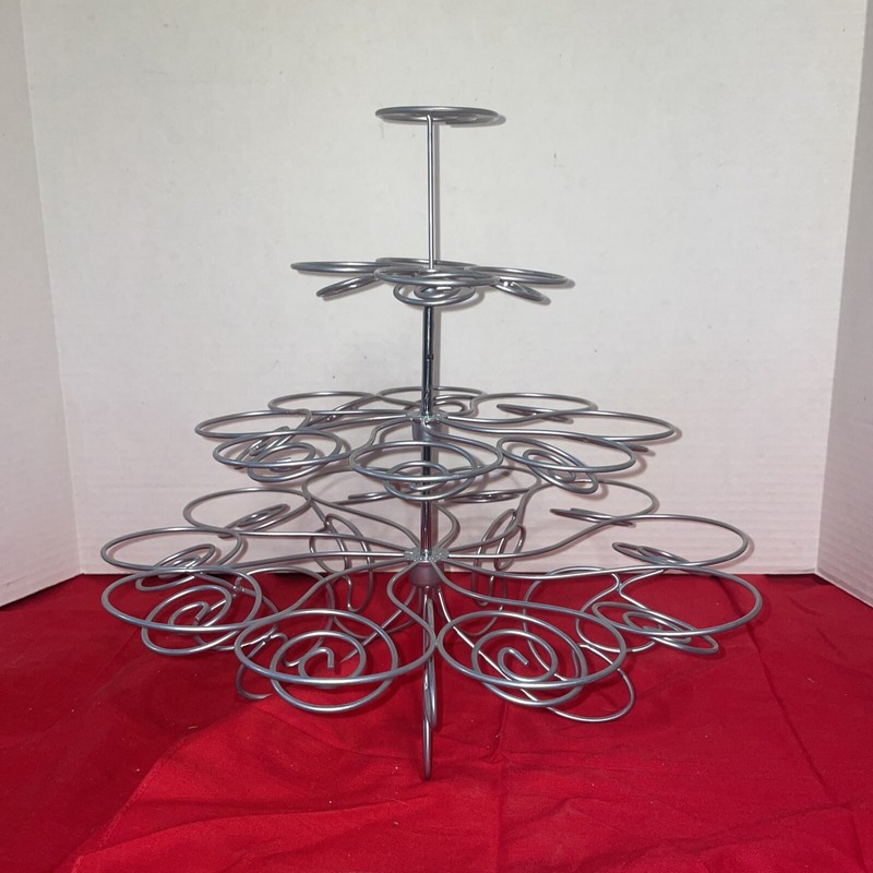 Wilton Metal 4-Tier Cupcake Display Stand – 23 Cupcakes- Estate Find