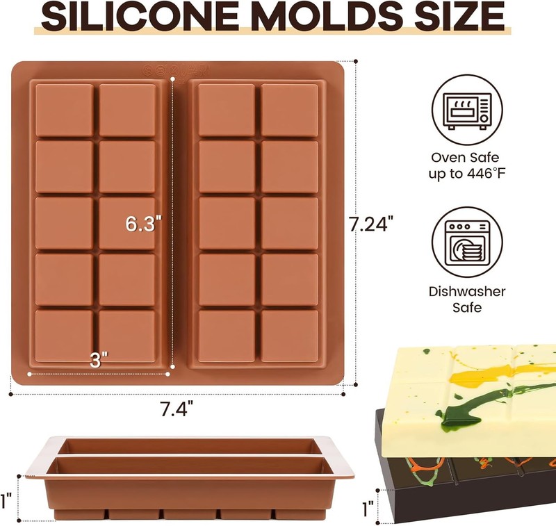 Dubai Chocolate Molds 1 Inch Deep Silicone Chocolate Bar Mold – Non-Stick gallery