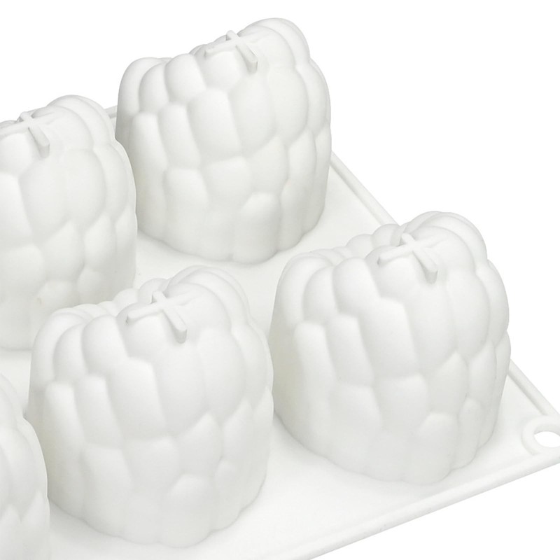6-Cavity Raspberry Silicone Molds for Mousse Cake, Large Fluted Design, White gallery