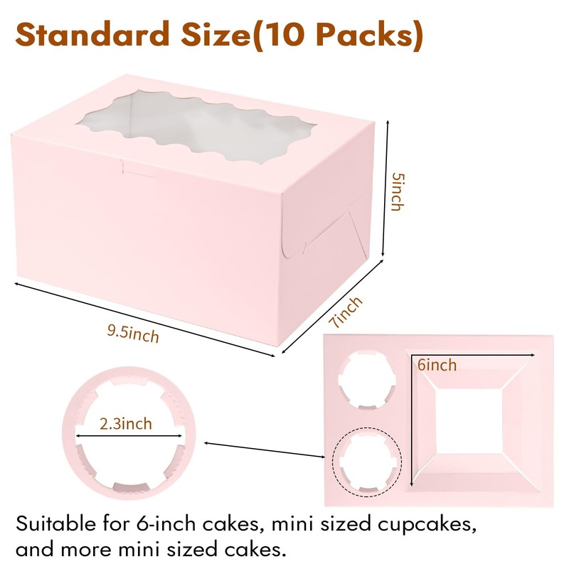 Pink10 Packs Bento Cake and Cupcake 3 Holes Fit 2 Cupcakes and 1 Mini Cake wi... gallery