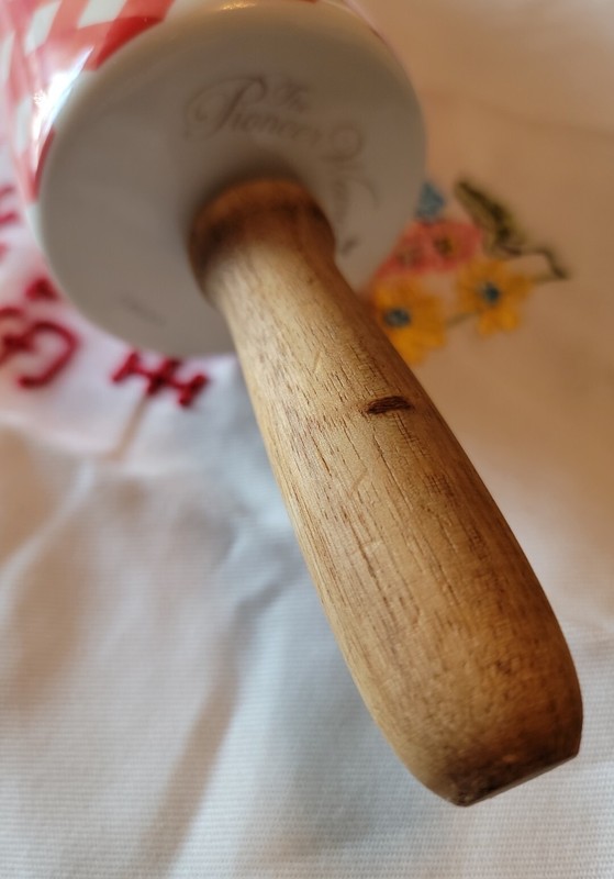 RARE Pioneer Woman Charming Check Red White Checked Gingham Rolling Pin gallery