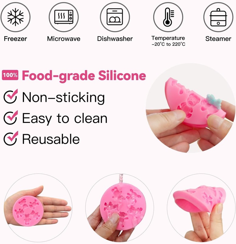 3 Pcs Bear Silicone Mold Fondant Bear Mold Candy Cake Bow Chocolate Molds for... gallery