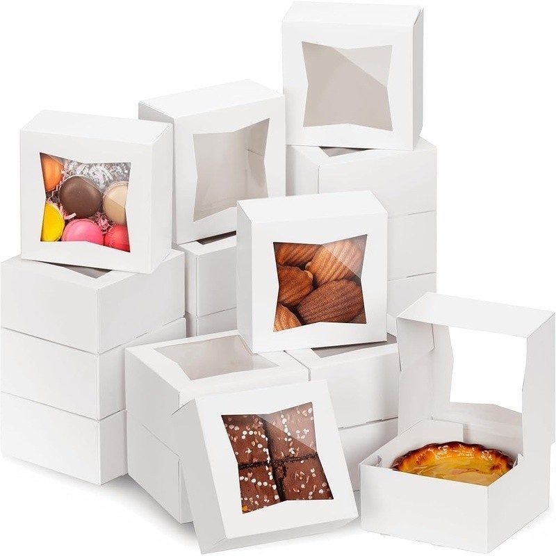 25 Bakery Boxes W/ Window Disposable Paper Food Containers Events Parties New gallery