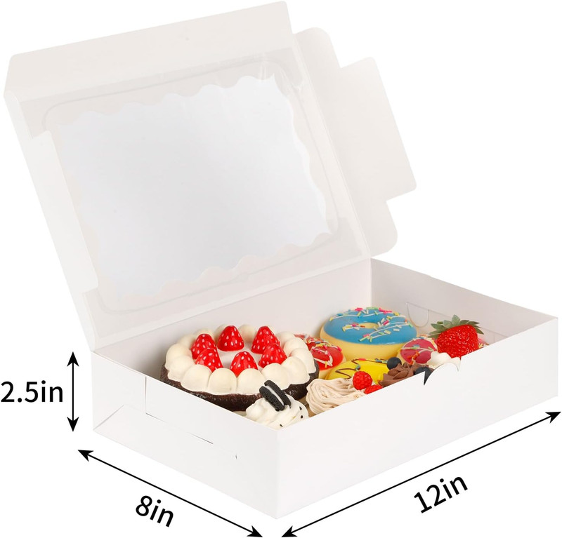 Moretoes 15Pcs Cookie Boxes,12X8X2.5 Inches Bakery Boxes with Window, for Chocol gallery