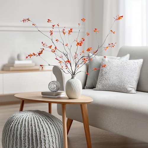 Artificial Ficus Branches 47.2" Artificial Eucalyptus Stems 47.2"orange 4pcs gallery