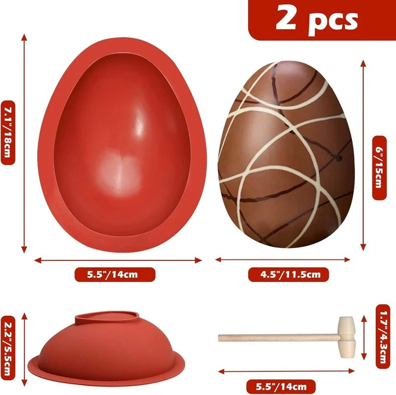 Webake Chocolate Silicone Molds, Large 3D Breakable Egg Mold Red gallery