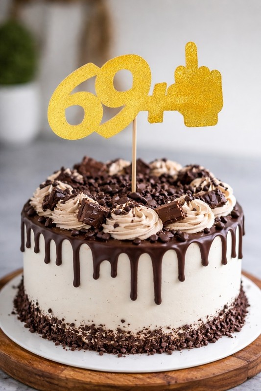 Gold 69 Middle Finger Cake Topper Funny Adult Birthday Party Decoration gallery