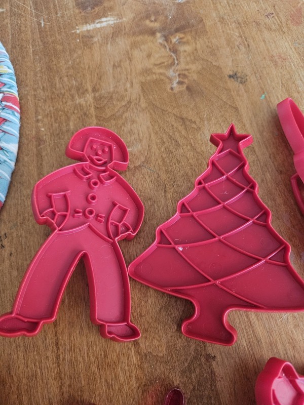 Assorted Vintage Red & Green Holiday Plastic Cookie Cutters Set of 10