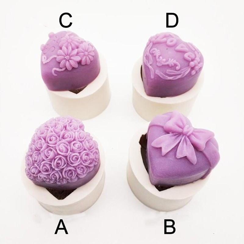 Heart Love Rose Flower Shape Silicone Soap Mold Chocolate Candle DIY Crafts gallery