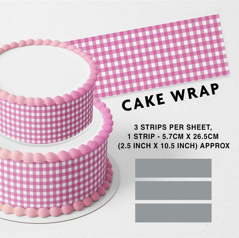 Pink Princess Checker Pattern Strip Edible Cake Topper Decoration Edible Image