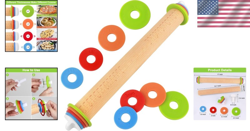 Natural Wood Rolling Pin with Adjustable Thickness for Exquisite Baking Results gallery