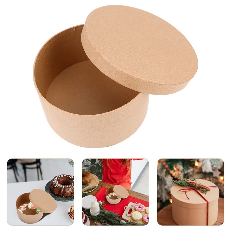 1 Set Round Kraft Paper Box Cookie Paper Container Cake Container Cupcake Box gallery