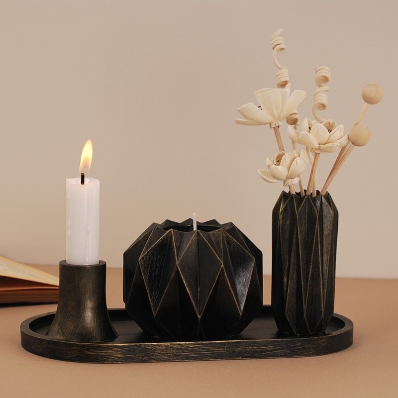 Elegant Vase Holder with Storage Jar Mould Epoxy Candlestick Making Mould gallery