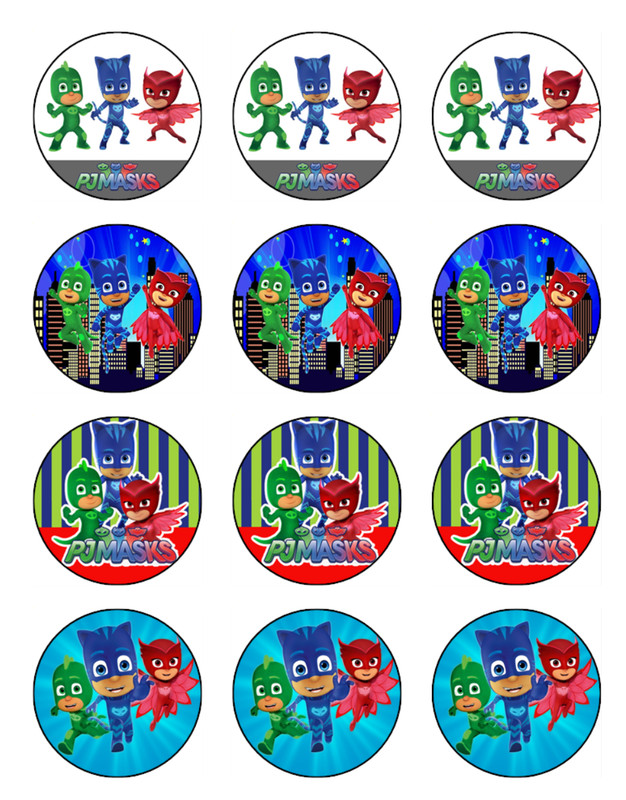 PJ Mask Edible Wafer Cupcake Decorations | Birthday Party Toppers gallery