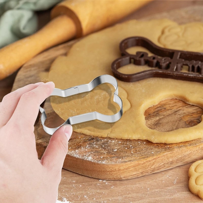 6 PCS Dog Bone Cookie Cutter, 3 Sizes Bone & Paw Print Cookie Cutters Set gallery