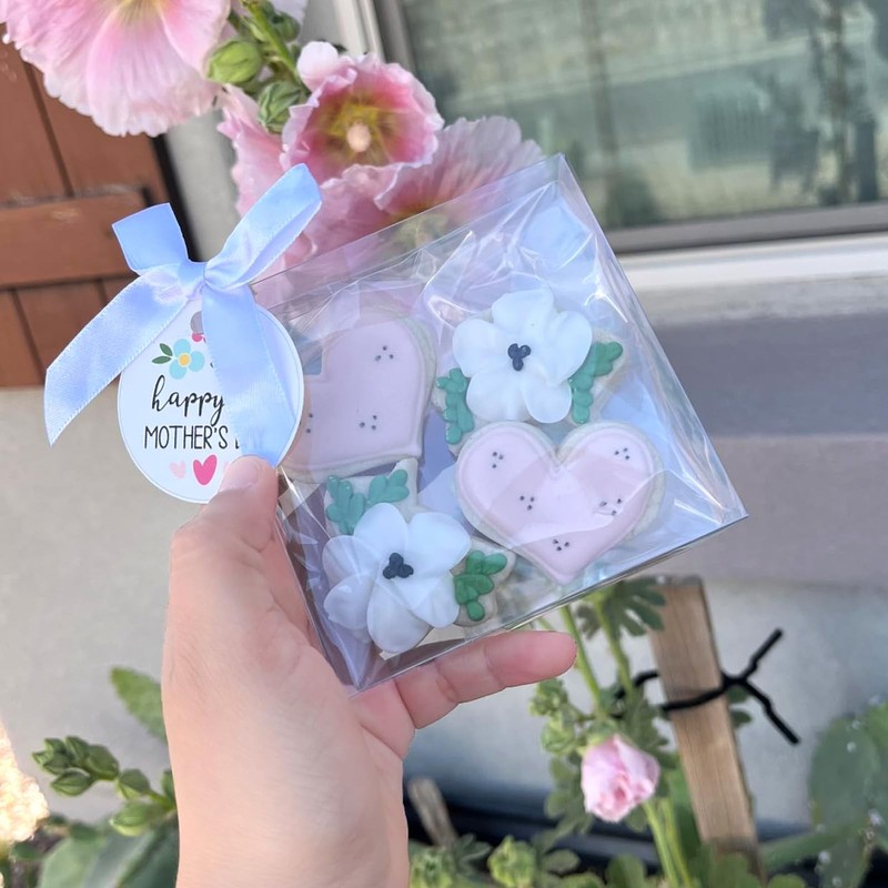 TEMLQPACK 100 Pack 4x4x1.2 Inch Clear Single Cookie Bakery Boxes gallery