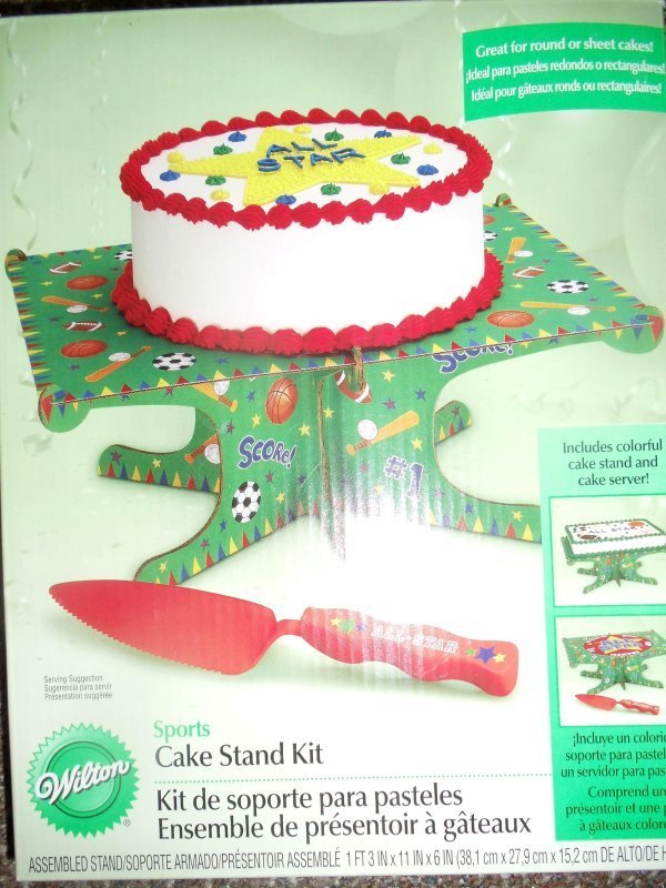 Wilton Sports Cake Stand Kit & Server NIB Soccer Baseball Football Basketball