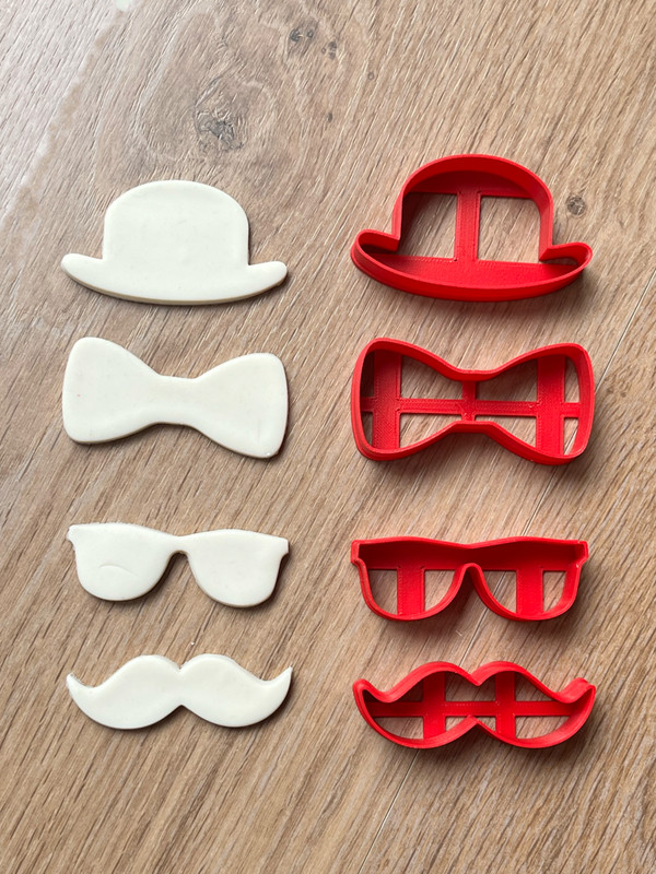 Father’s day elements cookie cutter glasses hat moustache bowtie