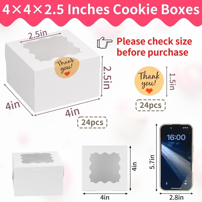 24 Biodegradable Cookie Boxes with Thank You Stickers - Elegant Treat Packaging gallery