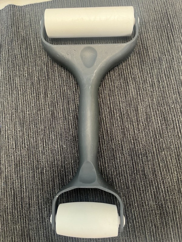 Pampered Chef Dual Roller Rolling Pin Gray White Plastic With Handle gallery