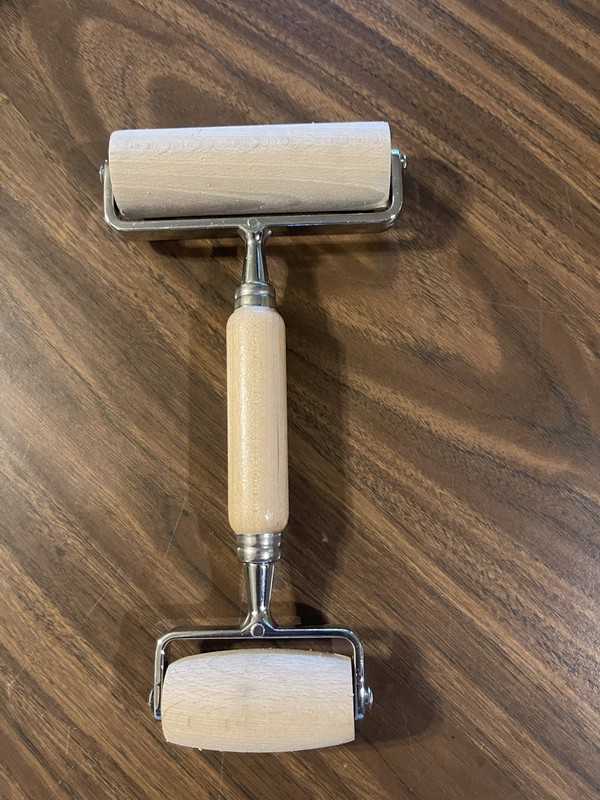 Pampered Chef Wood Double Roller Dough Rolling Pin Vintage
