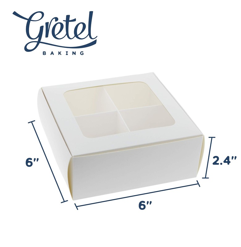 24-Pack Small Cookie Boxes for Packaging with Window and Dividers6x6x2.4 Inch... gallery