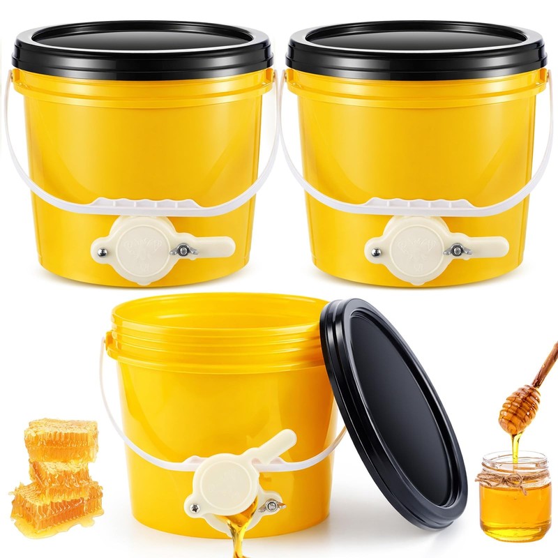 3 Pcs 2 Gallon Honey Bucket with Gate Honey Extractor Equipment Food Grade Bu...