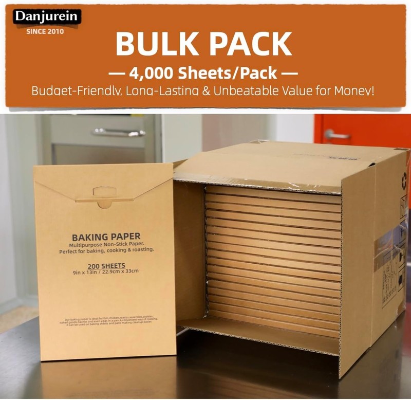 Bulk 9x13 Parchment Paper, 4000 Sheets Unbleached Pre-Cut Baking Paper gallery