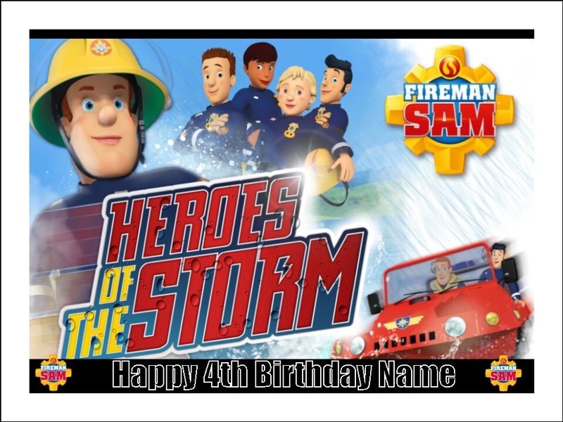 Fireman Sam Edible Cake Toppers – Icing – Fire Truck Birthday Decorations